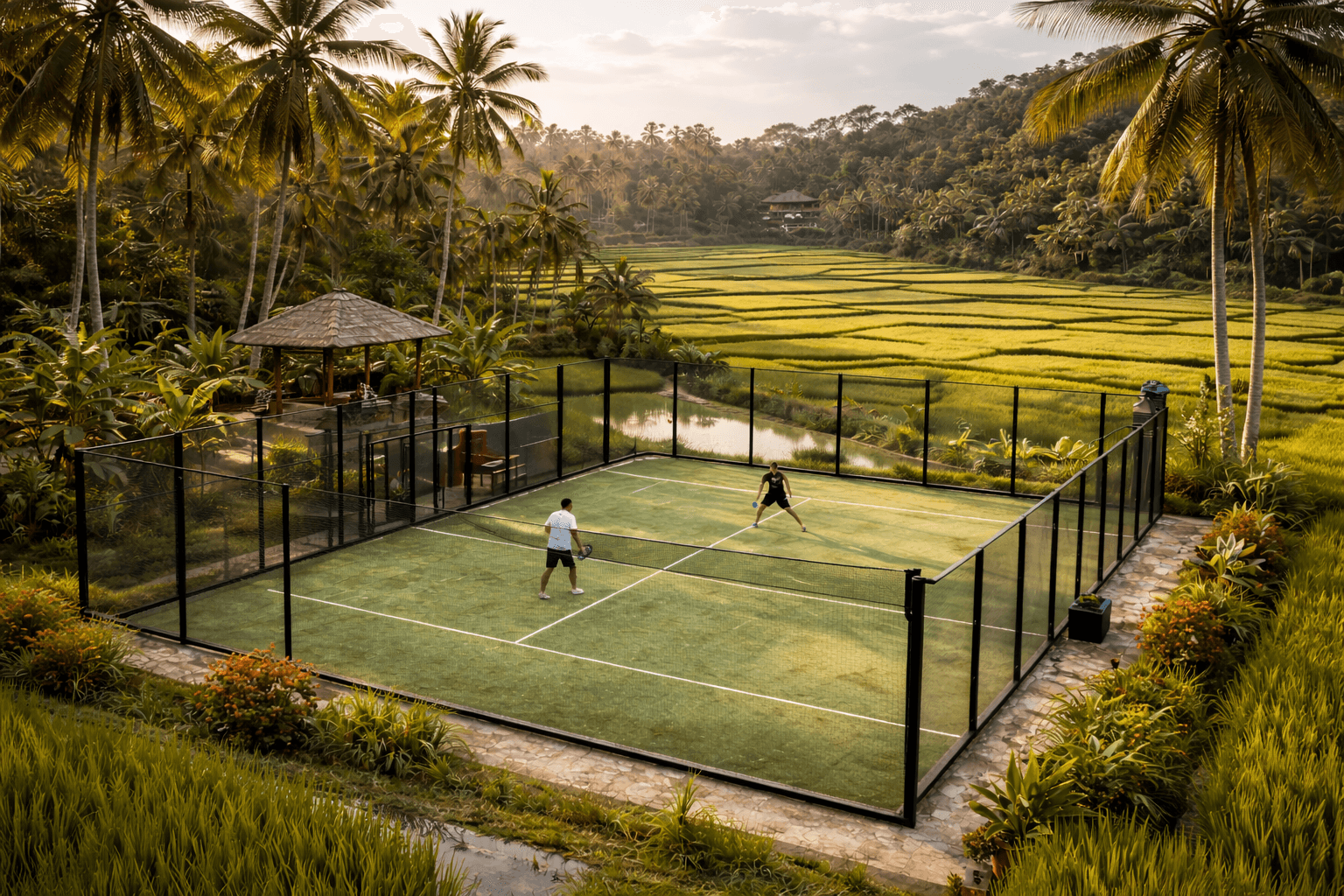 Tropical padel setting in Bali