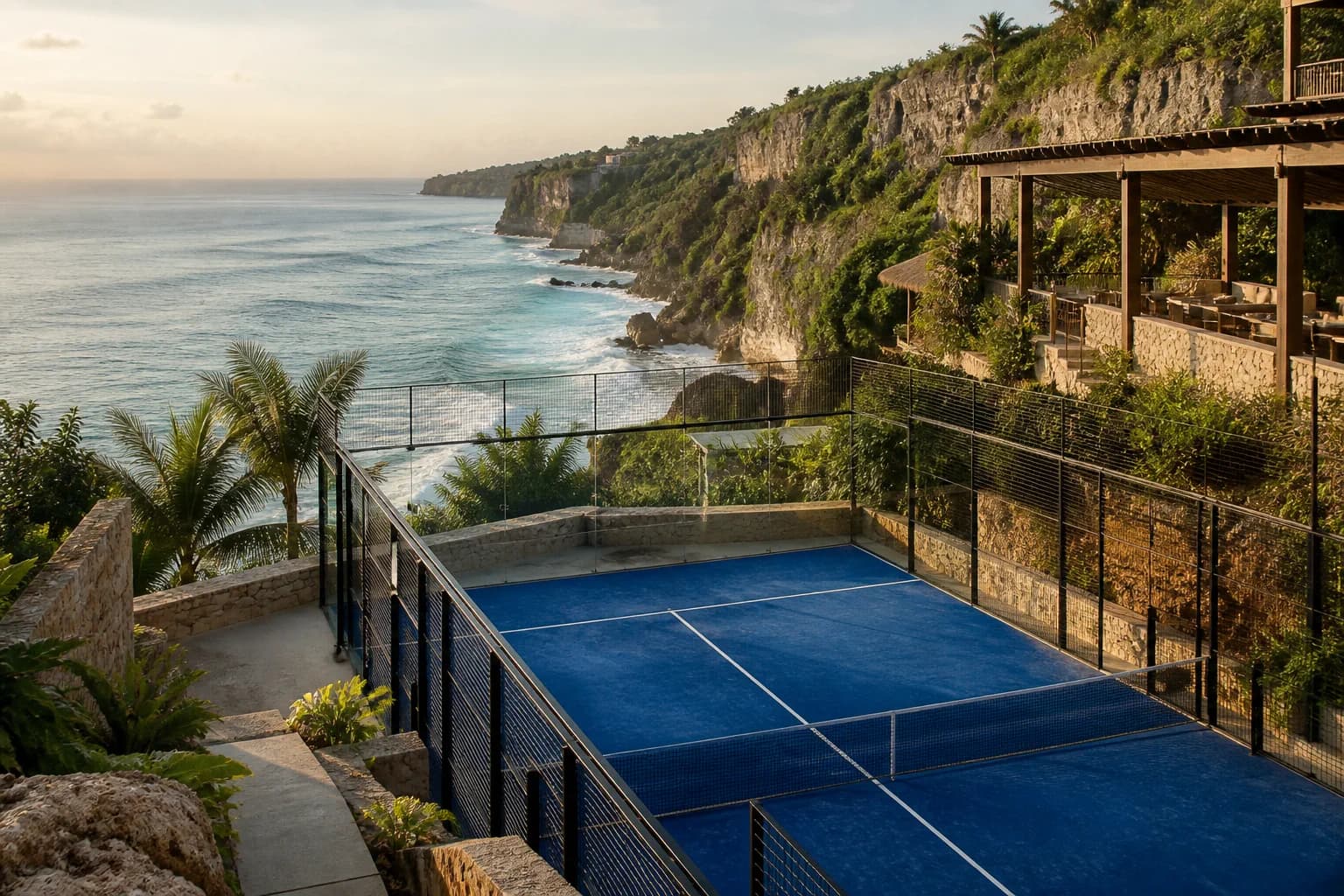 Cliffside padel club overlooking the ocean in Uluwatu, Bali
